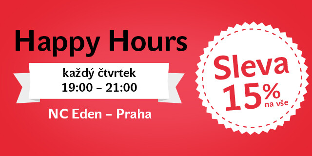 Každý čtvrtek Happy Hours v NC Eden – 15% sleva na vše