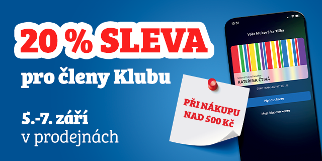 Víkendová sleva 20 % na prodejnách pro členy Klubu!